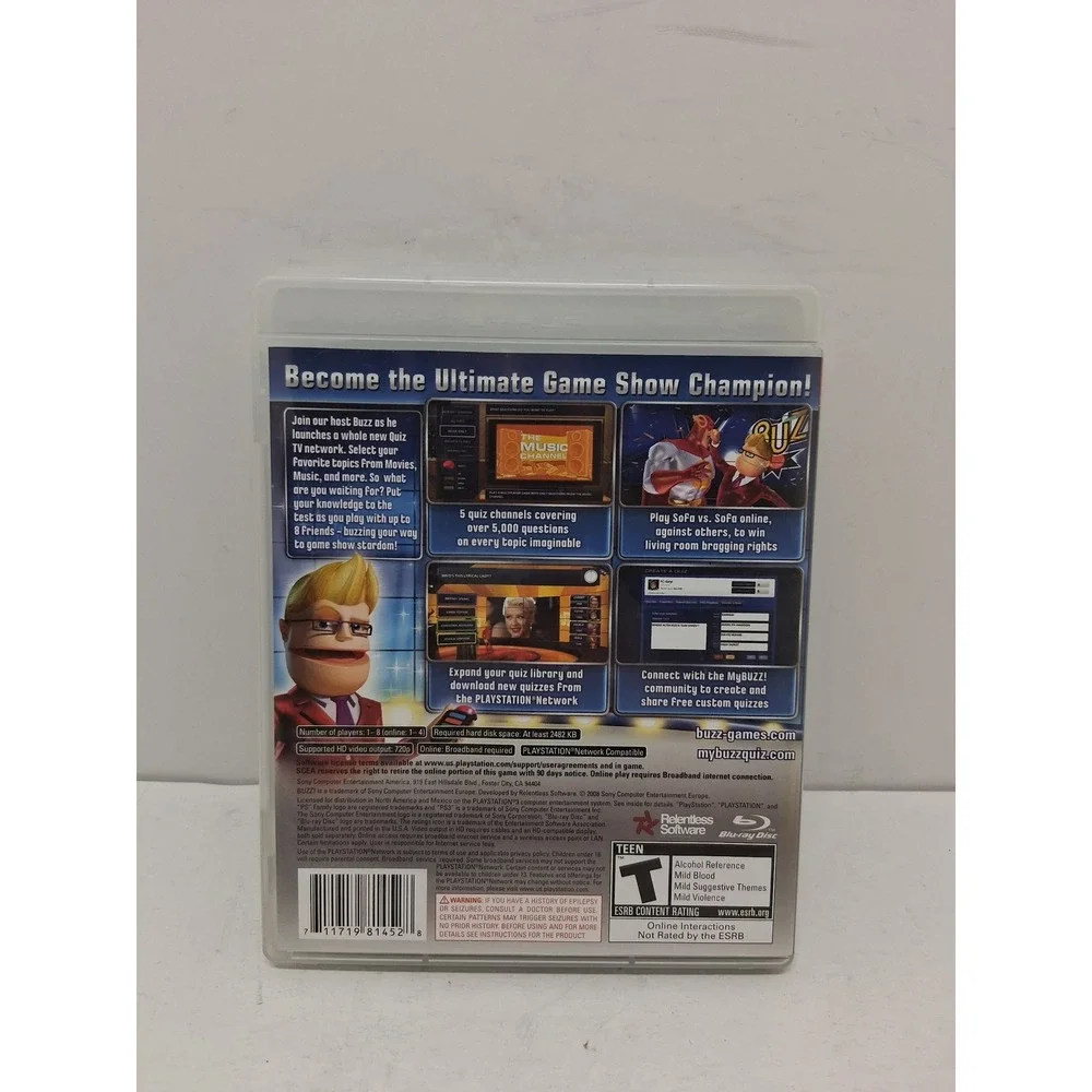 Buzz! Quiz TV Sony PlayStation 3 PS3 Game Trivia 5000+ Questions CIB BCUS-98145